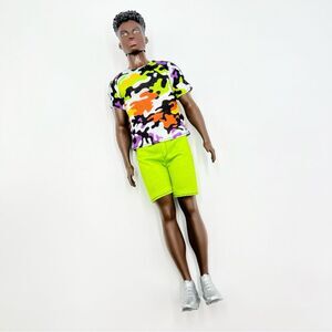 Mattel Barbie KEN Fashionistas Doll #123 Black Curly Hair Complete Outfit‎ Shoes